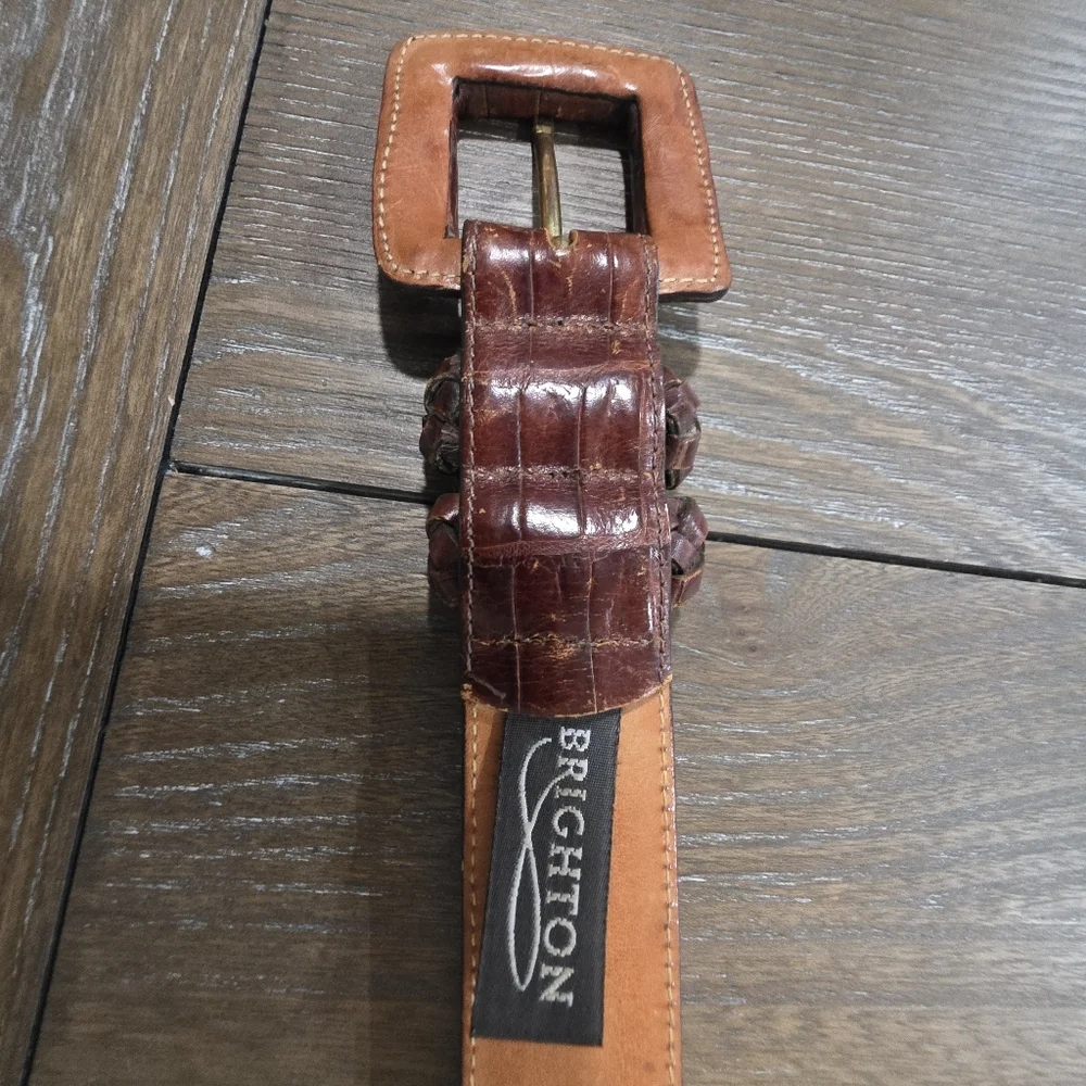 Brighton Brown Croc Embossed Leather Belt